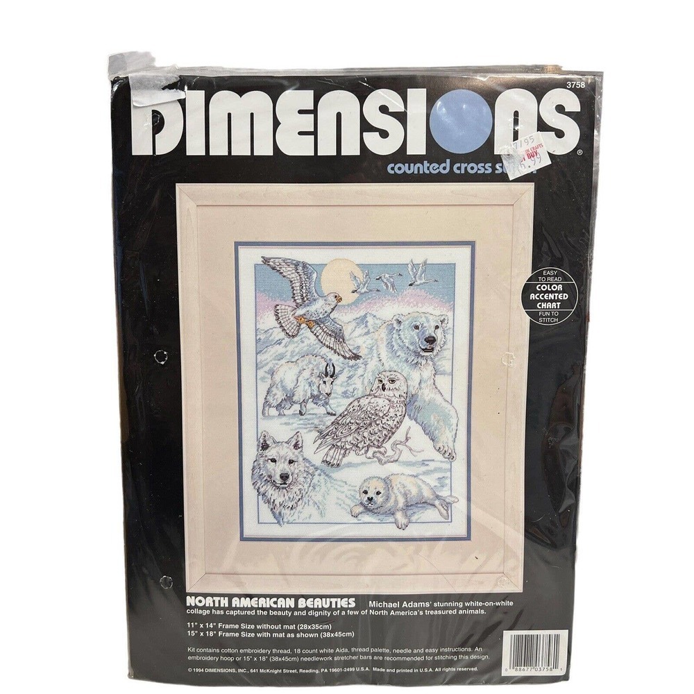 New Dimensions North American Beauties‎ Owl Wolf Seal Counted Cross Stitch